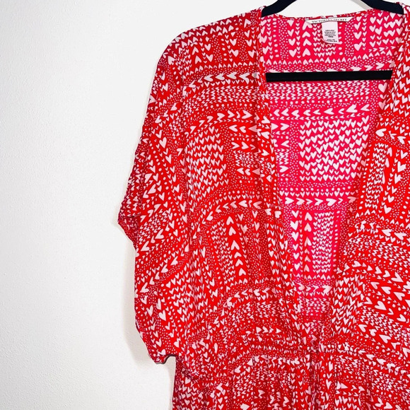 Victoria’s Secret Red & White Heart Print Tie Front Kimono Robe One Size Women’s - Picture 4 of 12